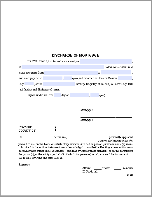 Discharge of Mortgage Certificate