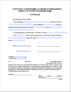 Withdrawal Certificate of Partner from Business