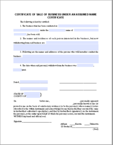 business sale certificate template