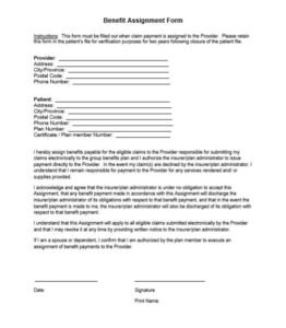 Benefit Assignment Form