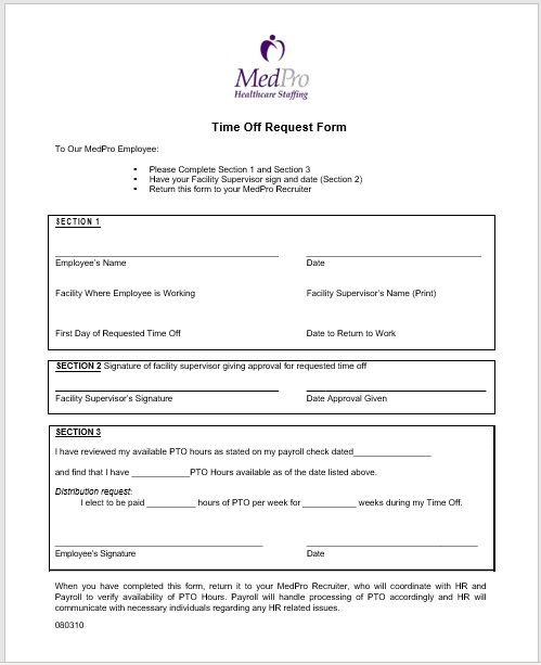 time off request form template 19