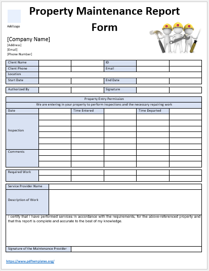 Free Maintenance Report Form 04